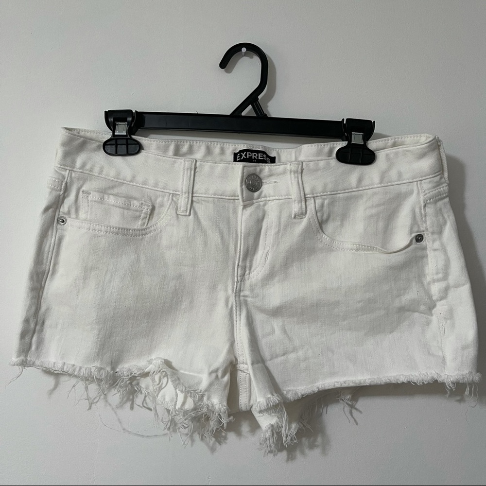 Express White Denim Shorts. Stretch